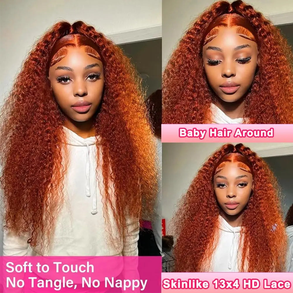 KLAMAN Ginger Deep Wave Wig #350 | 13x6 HD Lace Front | 200% Density Brazilian Human Hair
