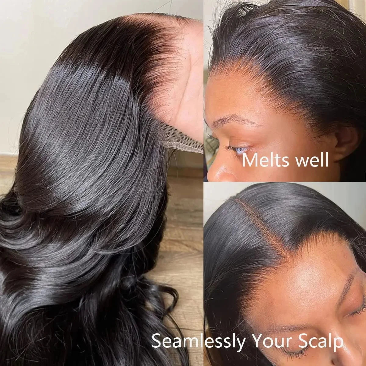 KLAMAN Natural Black Body Wave Wig | 13x4 HD Transparent Lace | 180% Density Brazilian Human Hair