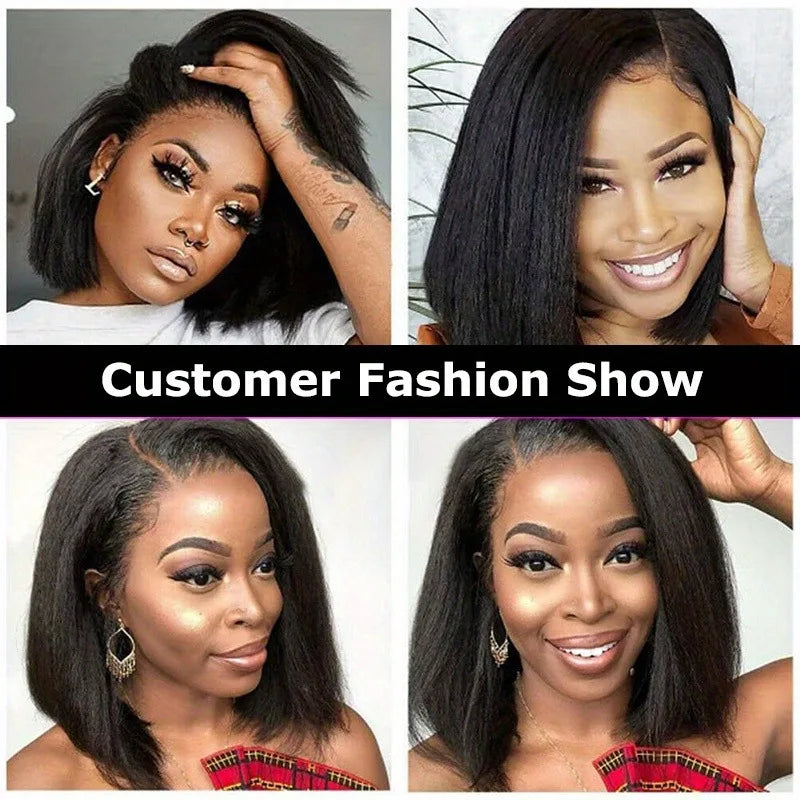 KLAMAN Yaki Straight Wig | 13x4 HD Lace & 5x5 No-Glue | Short Natural Human Hair