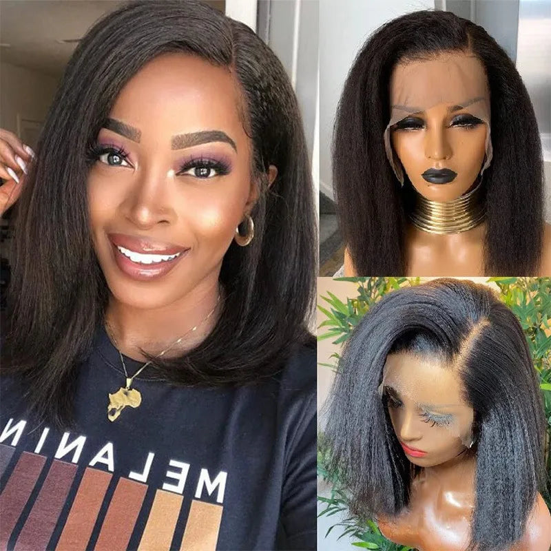 KLAMAN Yaki Straight Wig | 13x4 HD Lace & 5x5 No-Glue | Short Natural Human Hair