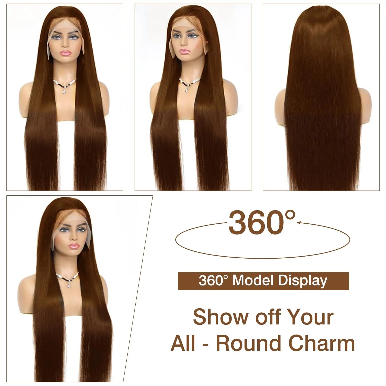 KLAMAN Chocolate Brown Bone Straight Wig | 30" 200% Density 13x6 HD Lace Front | Human Hair