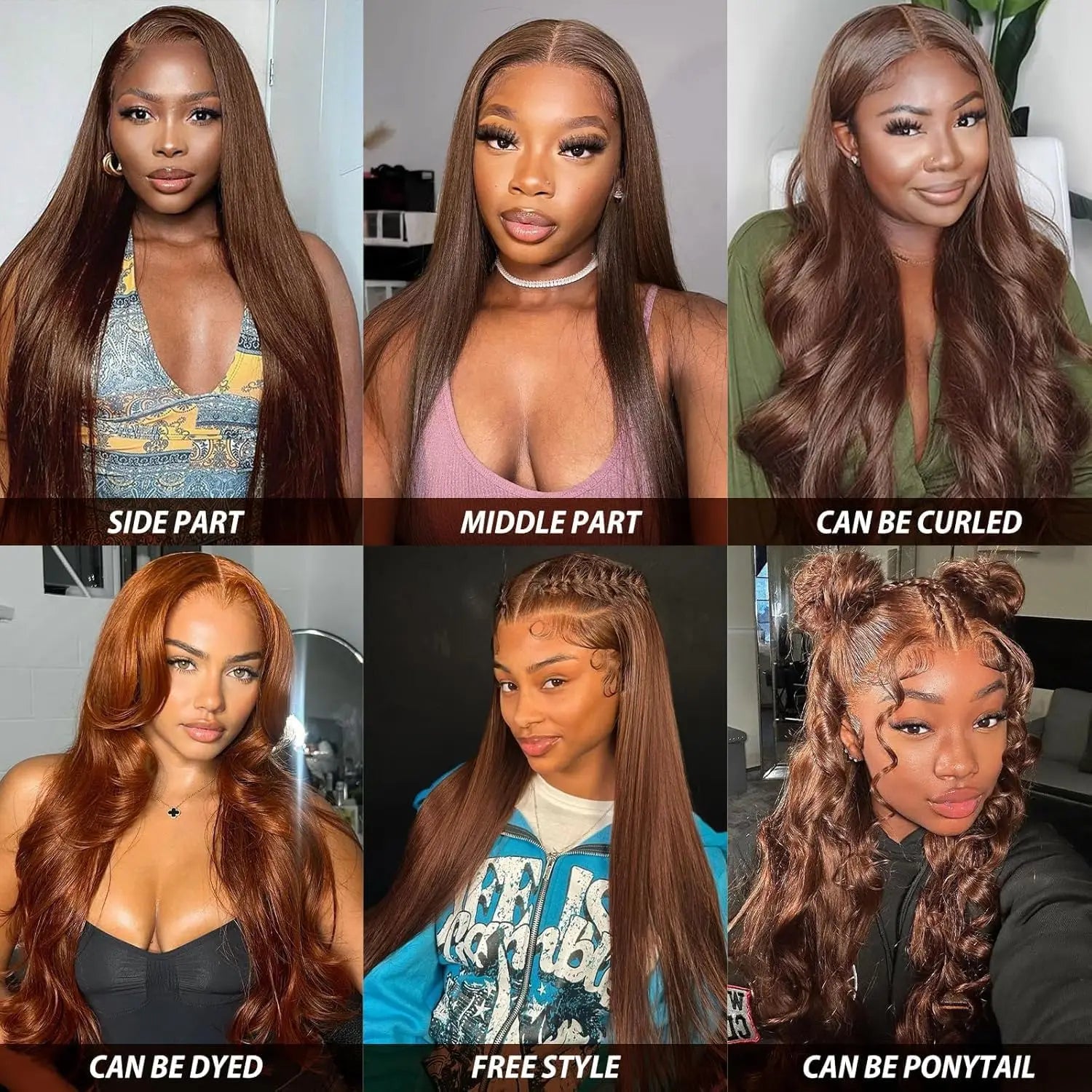KLAMAN Chocolate Brown Bone Straight Wig | 30" 200% Density 13x6 HD Lace Front | Human Hair