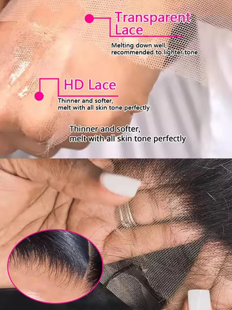 40 44 Inch Straight 100% Brazilian Human Hair Wigs 250 Density Bone Straight 13x4 13x6 HD Transparent Lace Front Wigs For Women