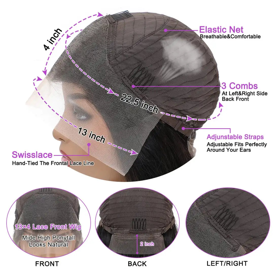 KLAMAN Natural Black Body Wave Wig | 13x4 HD Transparent Lace | 180% Density Brazilian Human Hair