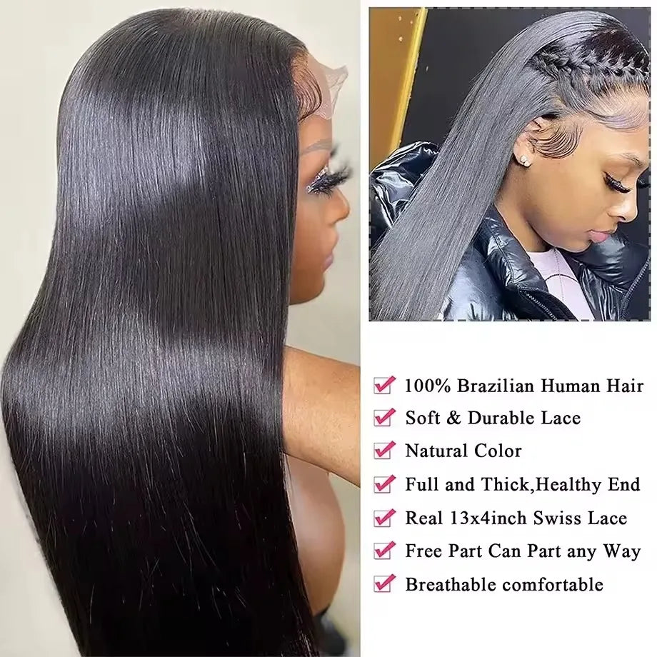 30 40 42 Inch Bone Straight Hd Lace Frontal Wig 13X4 Transparent Lace Front Pre Plucked 100% Human Hair For Women With Baby Hair