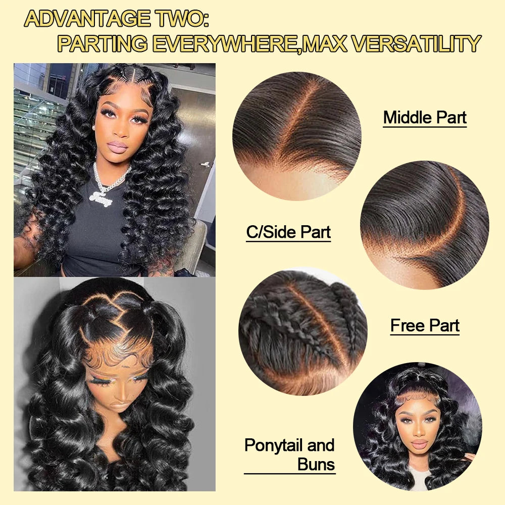 KLAMAN Loose Deep Wave Wig | 13x6 & 360 HD Lace | 220% Density Brazilian Human Hair