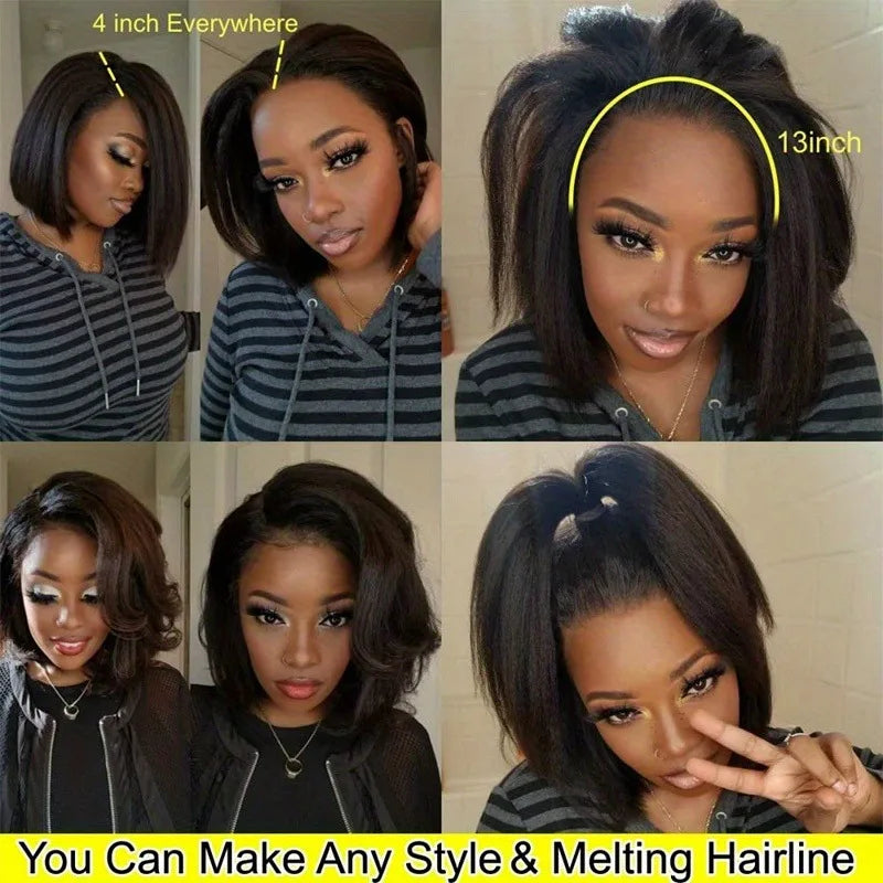 KLAMAN Yaki Straight Wig | 13x4 HD Lace & 5x5 No-Glue | Short Natural Human Hair