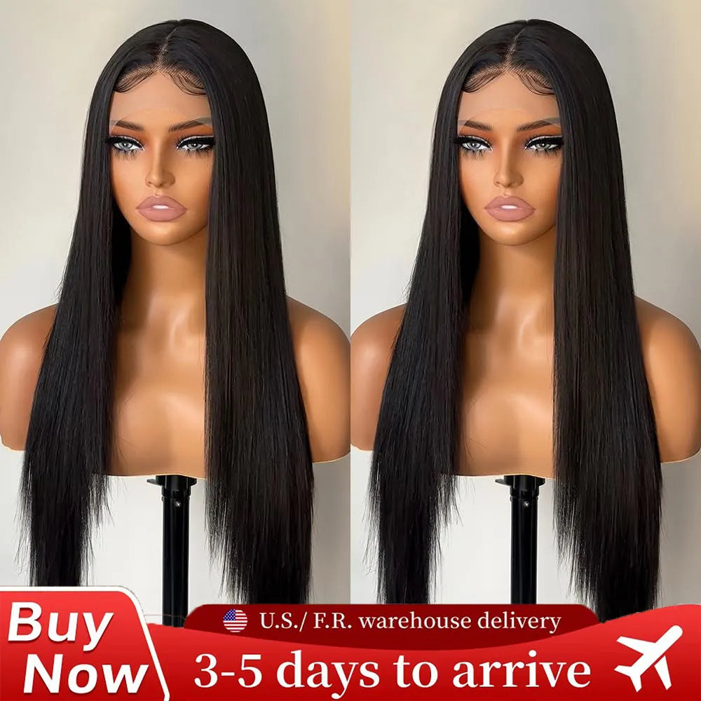 40 44 Inch Straight 100% Brazilian Human Hair Wigs 250 Density Bone Straight 13x4 13x6 HD Transparent Lace Front Wigs For Women