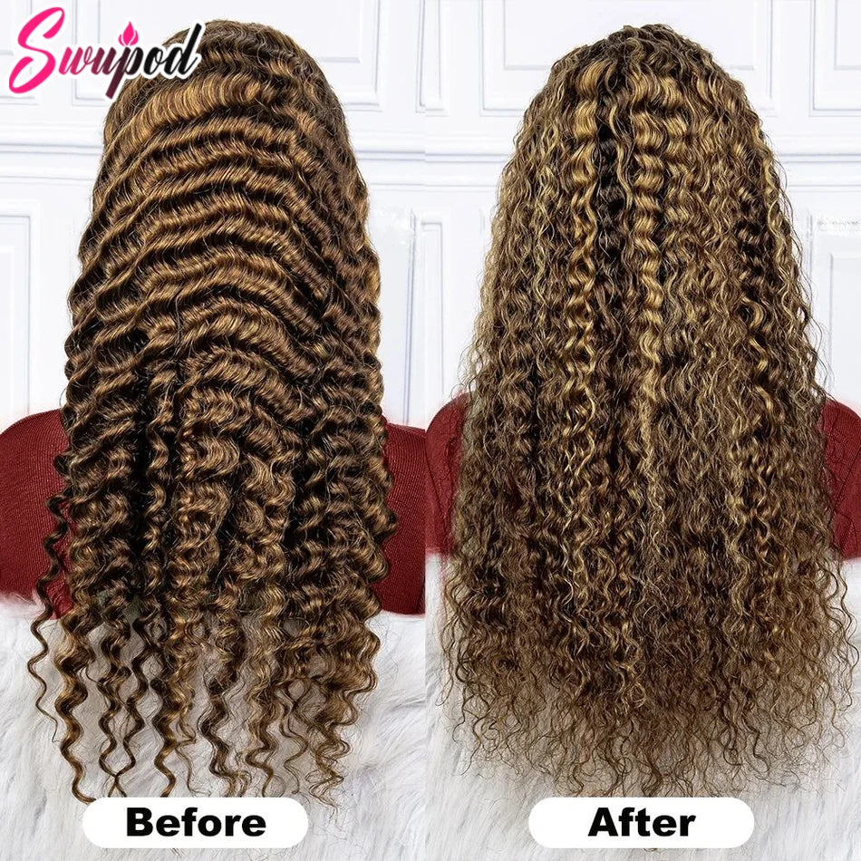 KLAMAN Highlight Deep Wave Wig | 13x4 & 13x6 HD Lace | Honey Blonde Ombre Brazilian Human Hair