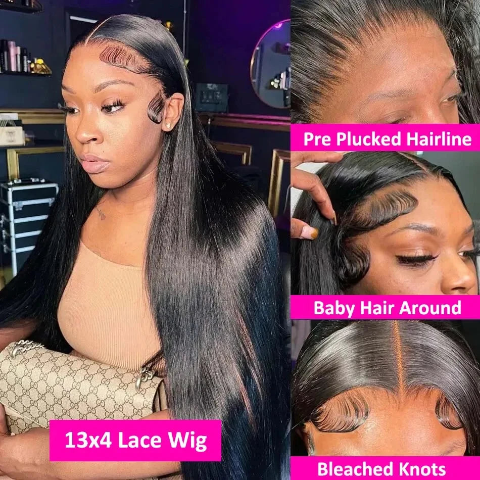 KLAMAN Straight Lace Front Wig | 13x6 & 13x4 HD Lace | Glueless 30-40" Brazilian Human Hair