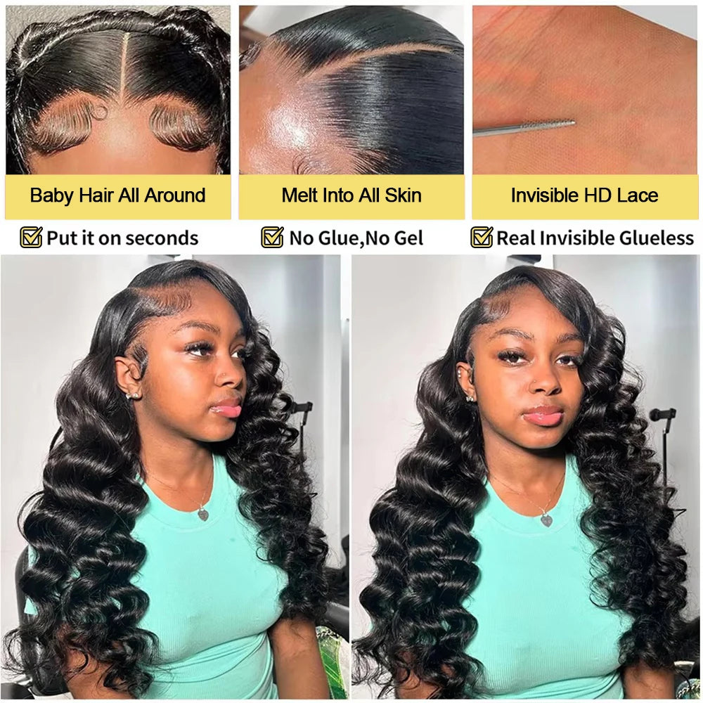KLAMAN Loose Deep Wave Wig | 13x6 & 360 HD Lace | 220% Density Brazilian Human Hair