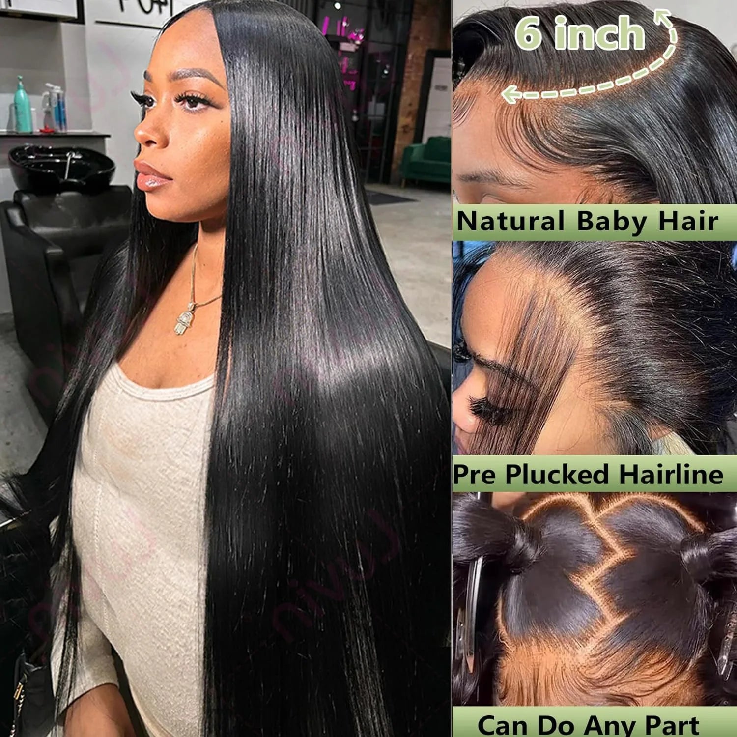 30 40 42 Inch Bone Straight Hd Lace Frontal Wig 13X4 Transparent Lace Front Pre Plucked 100% Human Hair For Women With Baby Hair