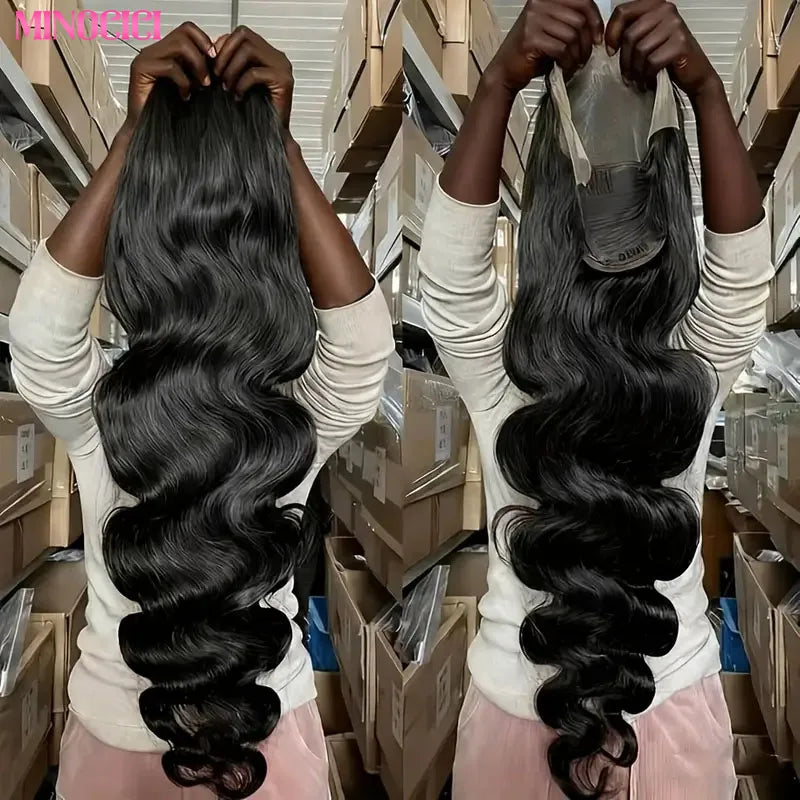 KLAMAN Natural Black Body Wave Wig | 13x4 & 13x6 HD Lace Front | Brazilian Human Hair