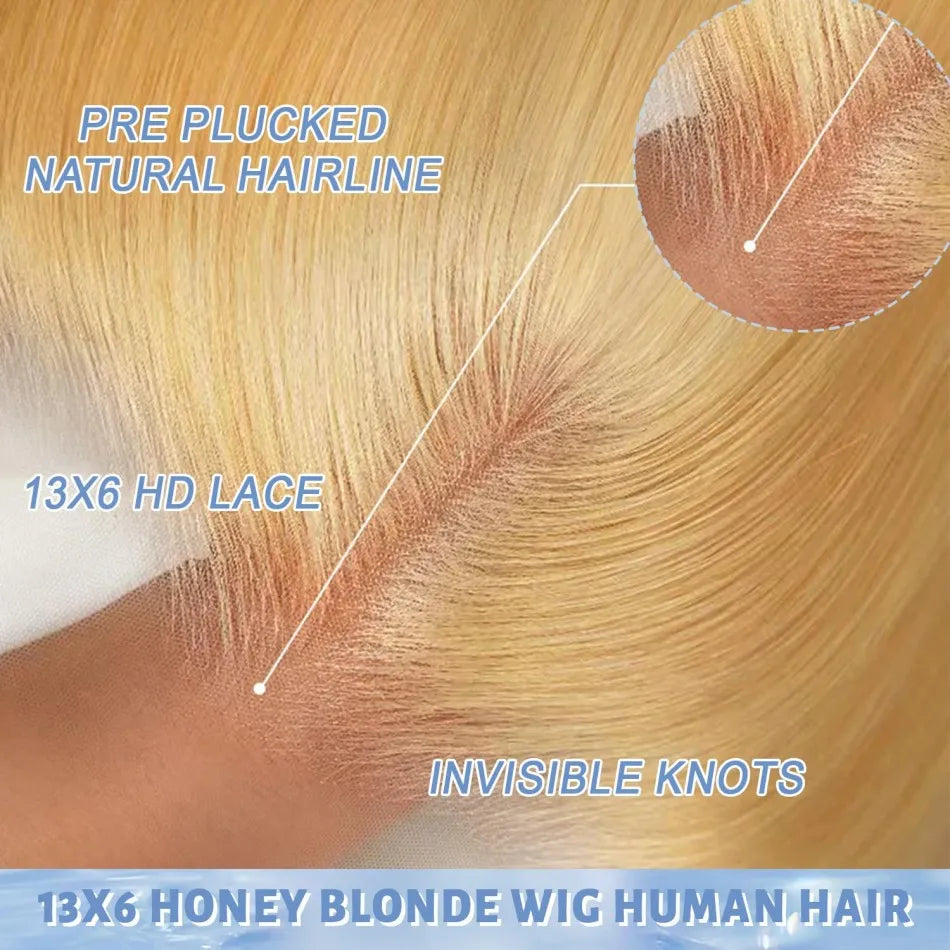 Body Wave Human Hair Wigs 27 Honey Blonde 13X6 Hd Lace Frontal Wig 100% Human Hair 250 Density Colored Preplucked Brazilian Wigs