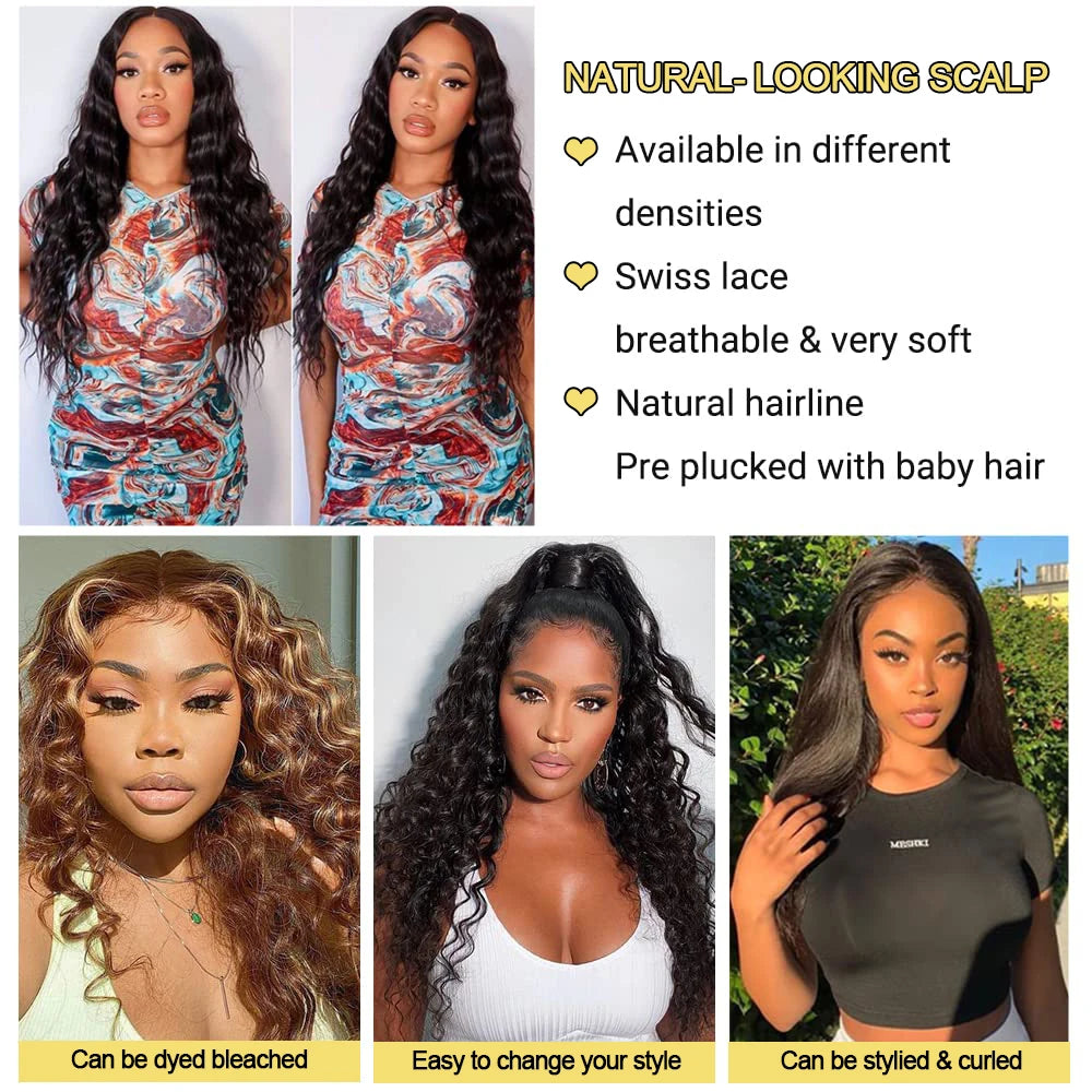 KLAMAN Loose Deep Wave Wig | 13x6 & 360 HD Lace | 220% Density Brazilian Human Hair