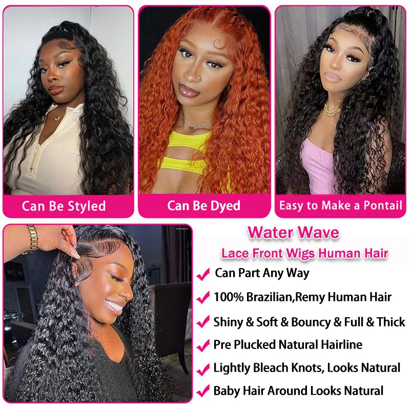 KLAMAN Water Wave Wig | 13x6 HD Lace Front | Wet & Wavy Deep Curly Human Hair with Baby Hair