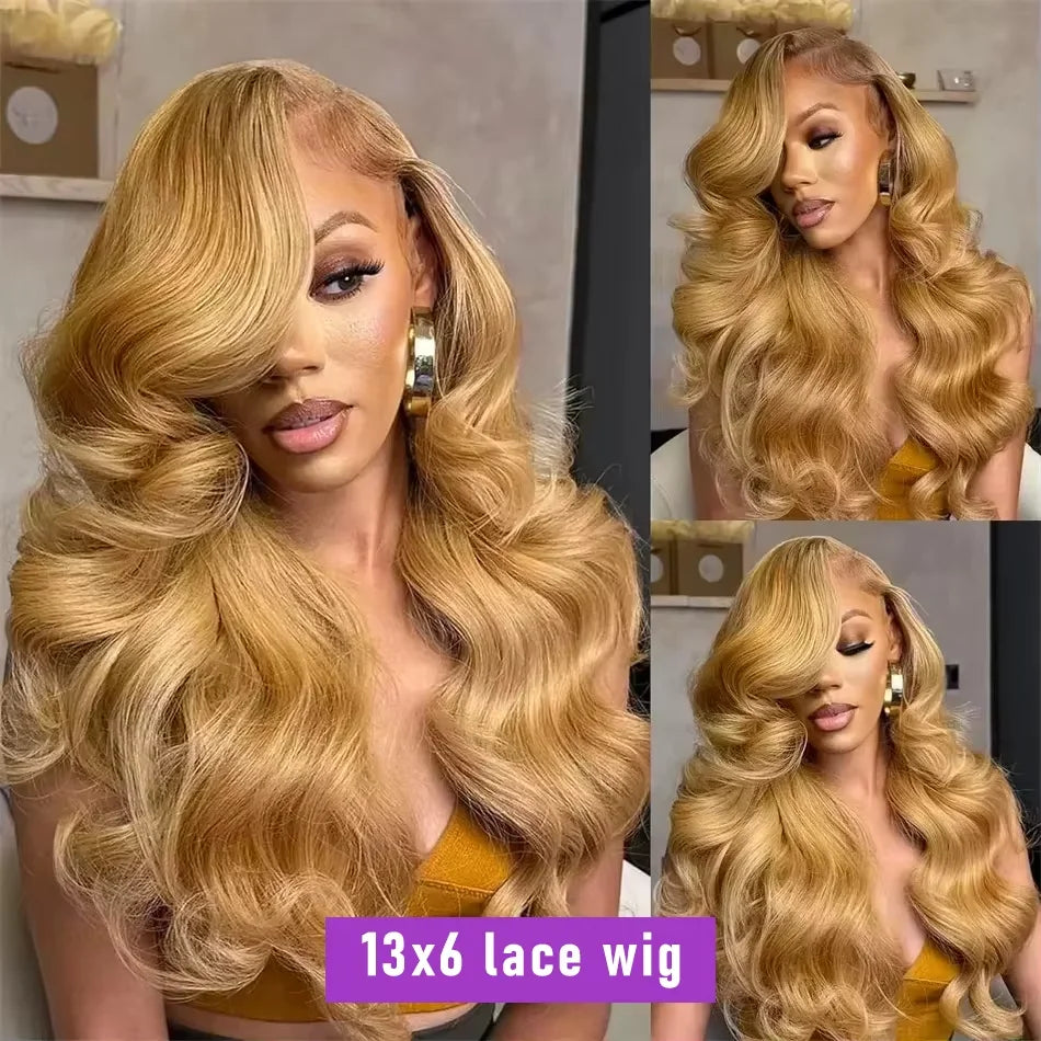 KLAMAN Honey Blonde Body Wave Wig #27 | 13x6 HD Lace Front | 210% Density Brazilian Human Hair