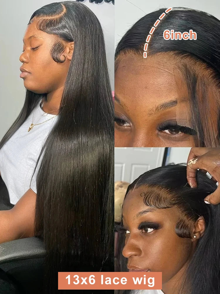 KLAMAN Bone Straight Wig | 40-42" | 200% Density 13x6 HD Lace Front | Brazilian Human Hair