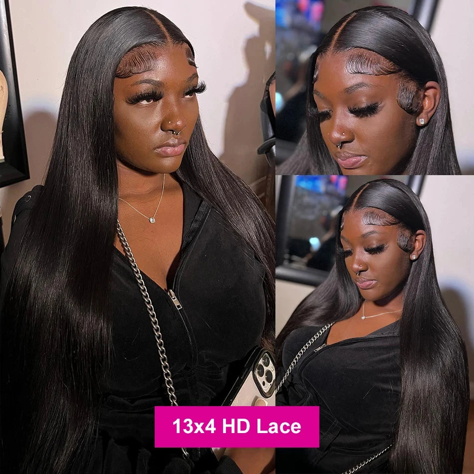 KLAMAN Bone Straight Wig | 40" 220% Density 13x4 Transparent Lace Front | Brazilian Human Hair