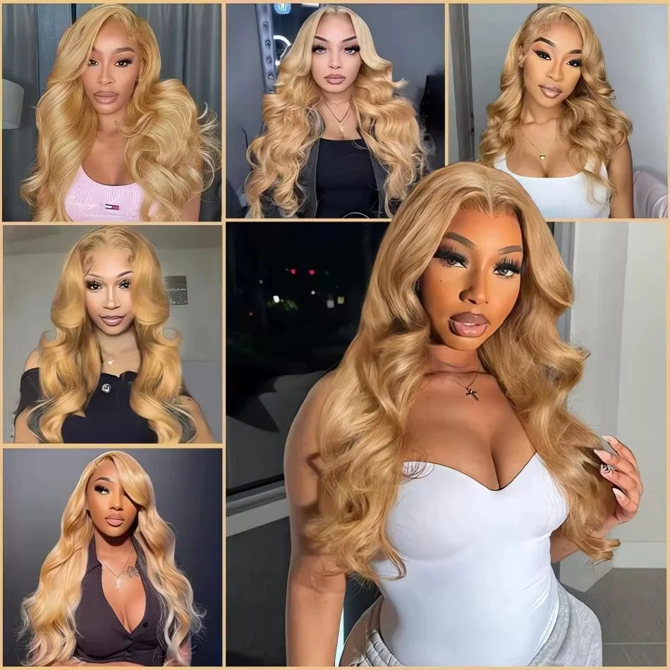 KLAMAN Honey Blonde Body Wave Wig #27 | 13x6 HD Lace Front | 210% Density Brazilian Human Hair