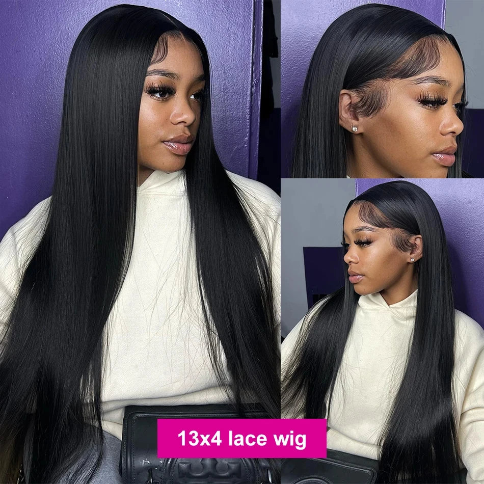 KLAMAN Bone Straight Wig | 38-40" Malaysia Human Hair | 13x4 & 13x6 HD Lace Front | 260% Density