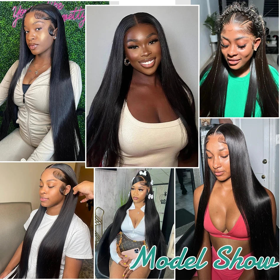 KLAMAN Bone Straight Wig | 40" 220% Density 13x4 Transparent Lace Front | Brazilian Human Hair