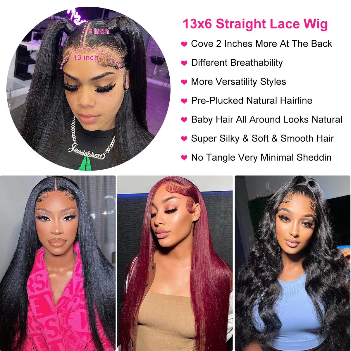 KLAMAN Bone Straight Wig | 40" 220% Density 13x4 Transparent Lace Front | Brazilian Human Hair