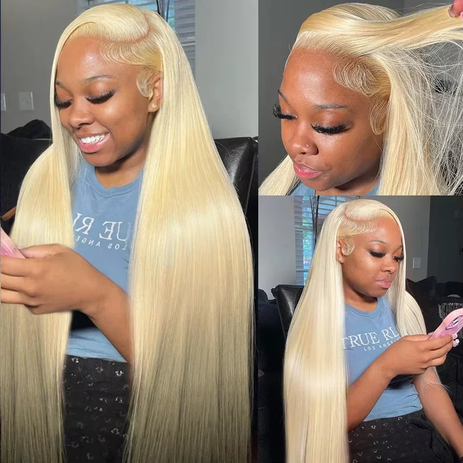 KLAMAN 613 Blonde Straight Wig | 40" 250% Density 13x6 HD Lace Front | Brazilian Human Hair