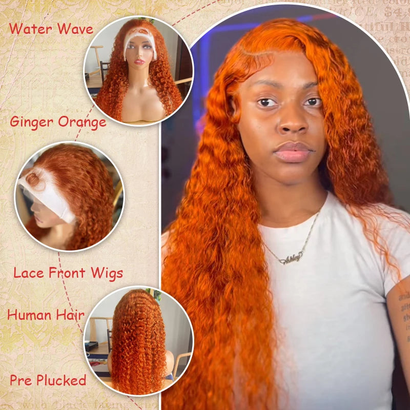 KLAMAN Ginger Water Wave Wig #350 | 13x4 & 13x6 HD Transparent Lace | Brazilian Human Hair