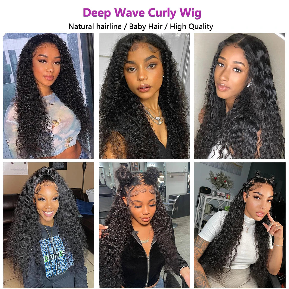 230 Density Frontal Lace Wigs Human Hair Curly Wigs For women Deep Wave 13x6 Hd Lace Frontal Wig 13x4 Water Wave Lace Front Wig
