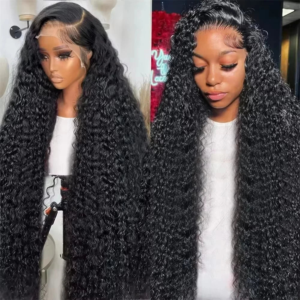 KLAMAN Natural Color Deep Wave Wig | 46" 13x6 HD Transparent Lace | Brazilian Human Hair