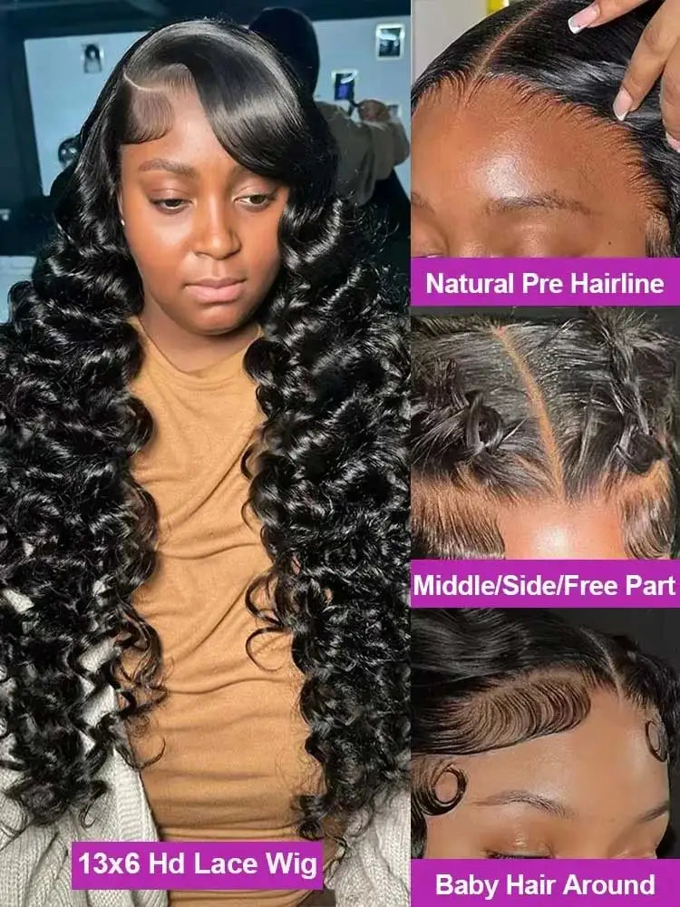 13x6 HD Lace Loose Deep Wave Frontal Wigs 250% Transparent 30 40 Inch 13x4 Deep Water Wave Curly Lace Front Human Hair Wigs