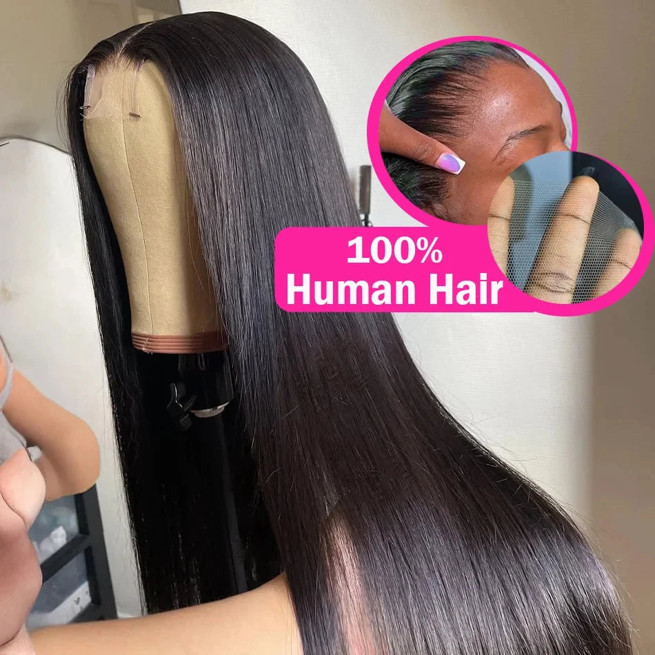 KLAMAN Bone Straight Wig | 38-40" Malaysia Human Hair | 13x4 & 13x6 HD Lace Front | 260% Density