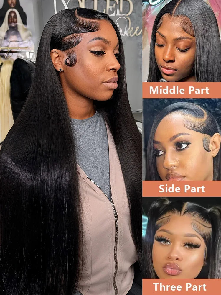 KLAMAN Bone Straight Wig | 40-42" | 200% Density 13x6 HD Lace Front | Brazilian Human Hair