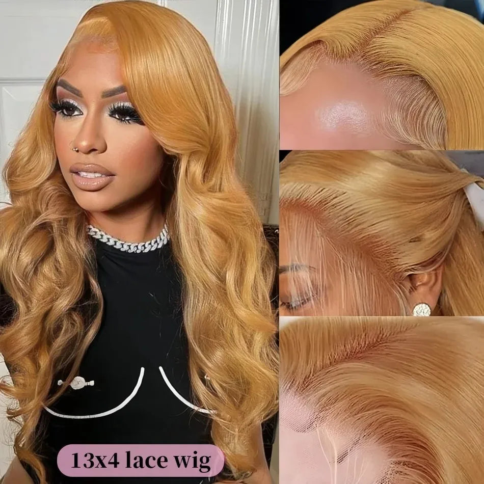 Body Wave Human Hair Wigs 27 Honey Blonde 13X6 Hd Lace Frontal Wig 100% Human Hair 250 Density Colored Preplucked Brazilian Wigs