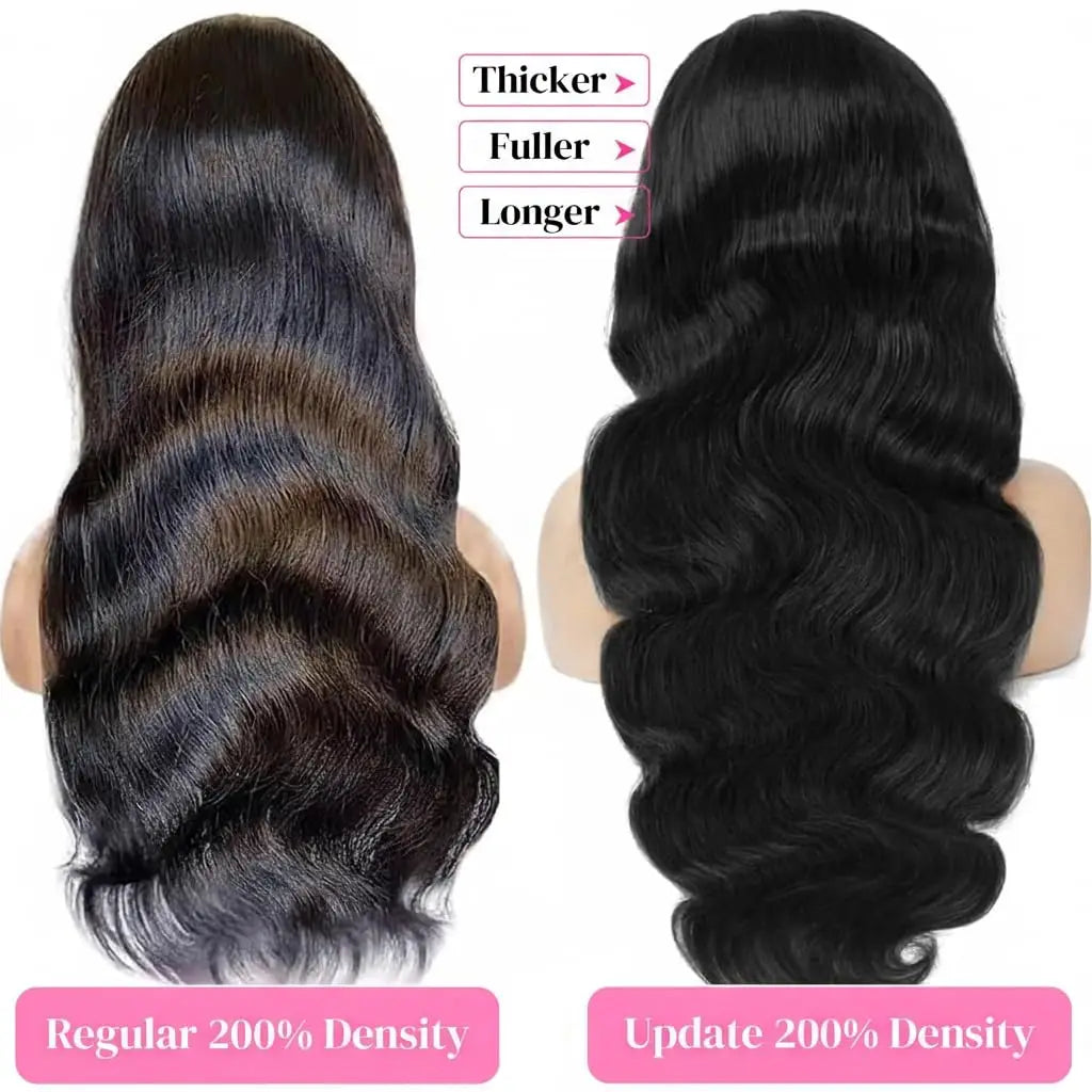 KLAMAN Natural Black Body Wave Wig | 13x4 & 13x6 HD Lace Front | Brazilian Human Hair
