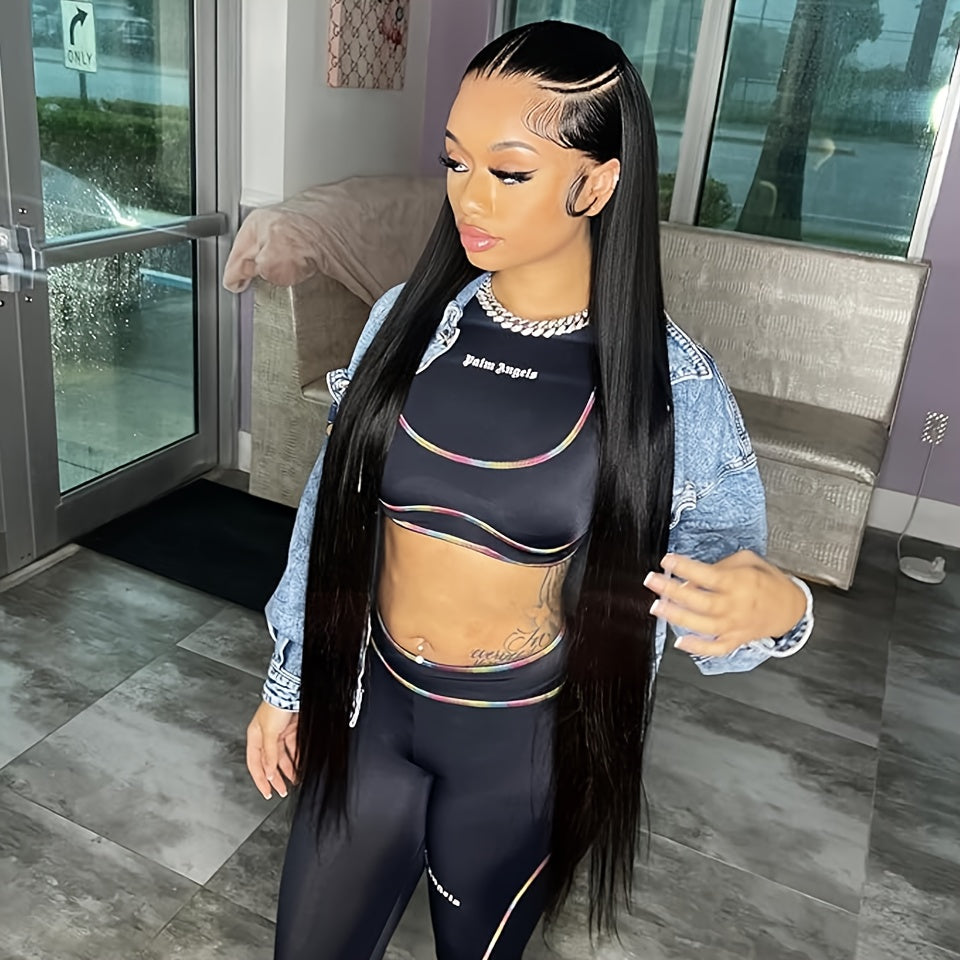 KLAMAN Bone Straight Wig | 40" 220% Density 13x4 Transparent Lace Front | Brazilian Human Hair